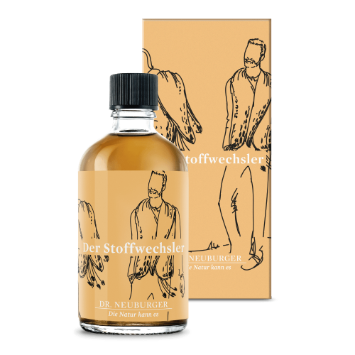Flasche mit Naturpflanzenextrakt Der Stoffwechsler